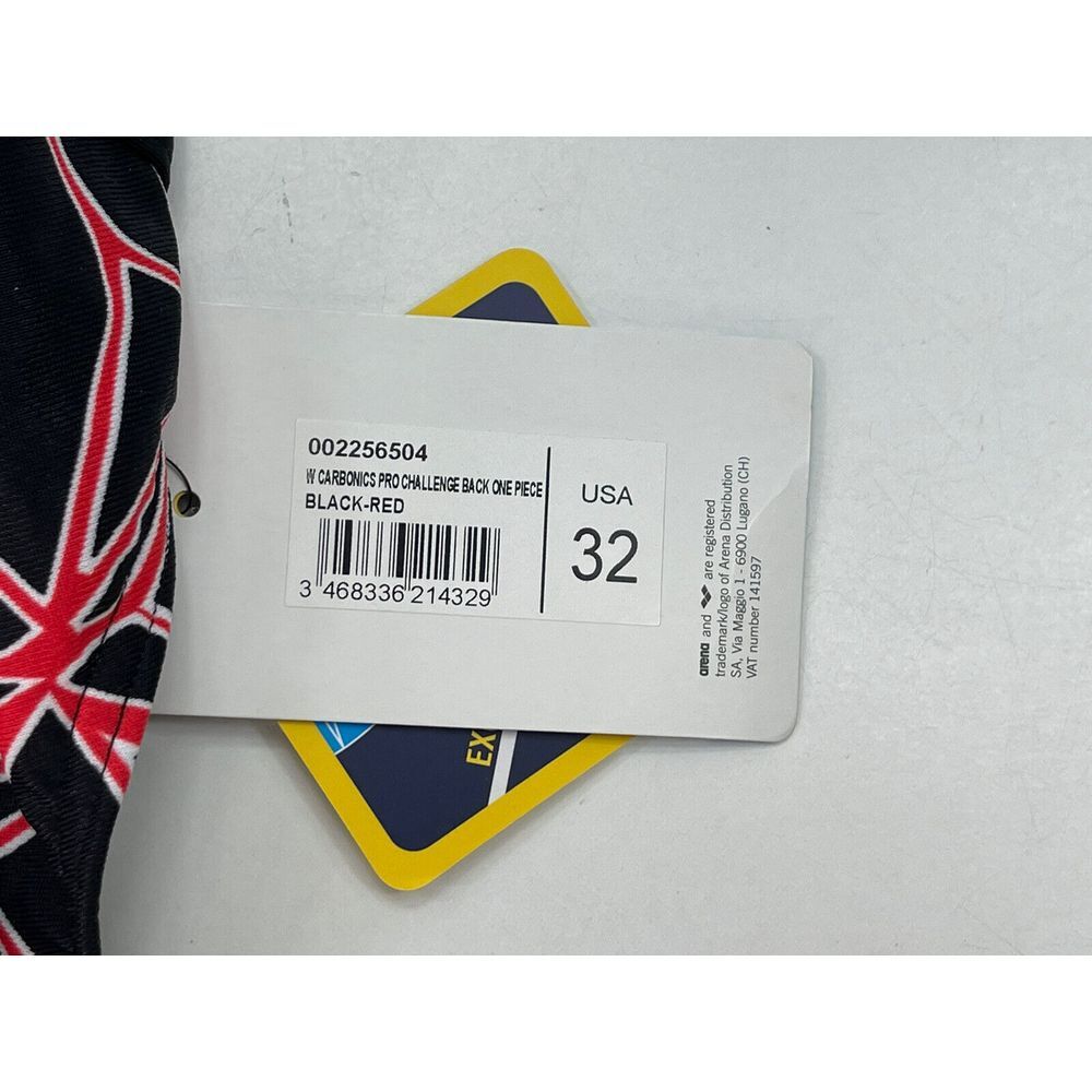 Arena Women's Carbonics Pro Challenge Back One Piece Swimsuit USA 32 Black Red - Picture 3 of 6